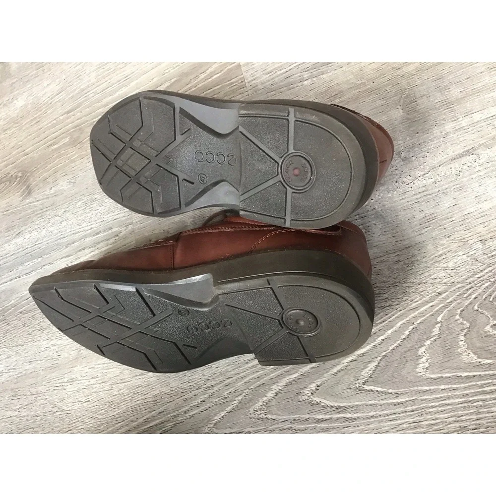 Ecco Helsinki Mens Size EU 47 US 13-13.5 Brown Leather Square Toe Oxfords